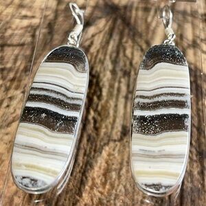Phantom Zebra Calcite Earrings 2 1/4”